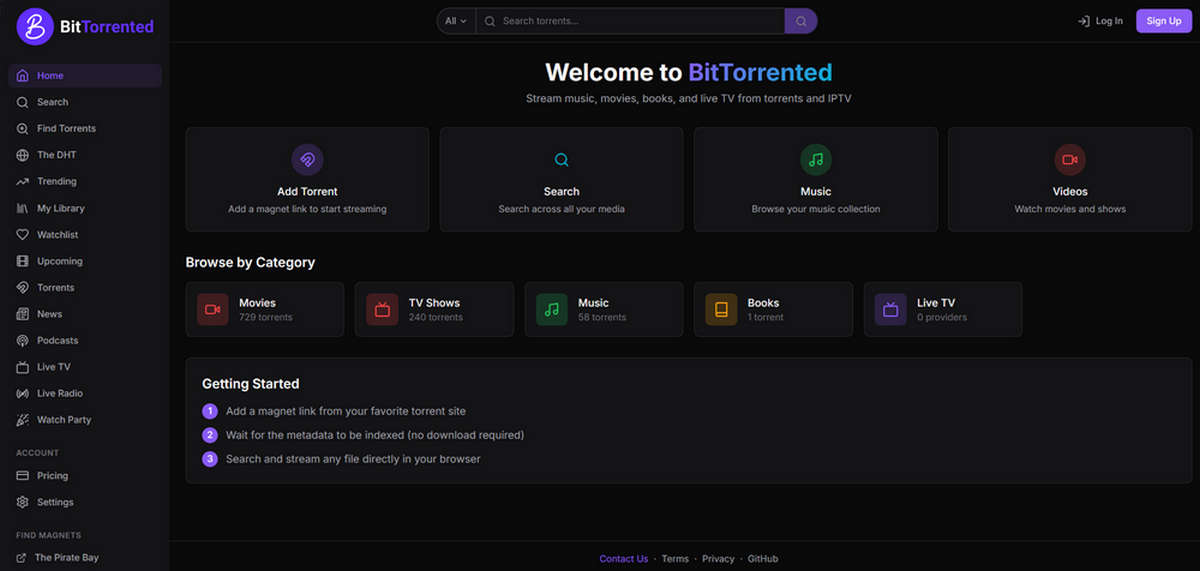 BitTorrented，开源磁力聚合搜索引擎+全栈多媒体流媒体平台