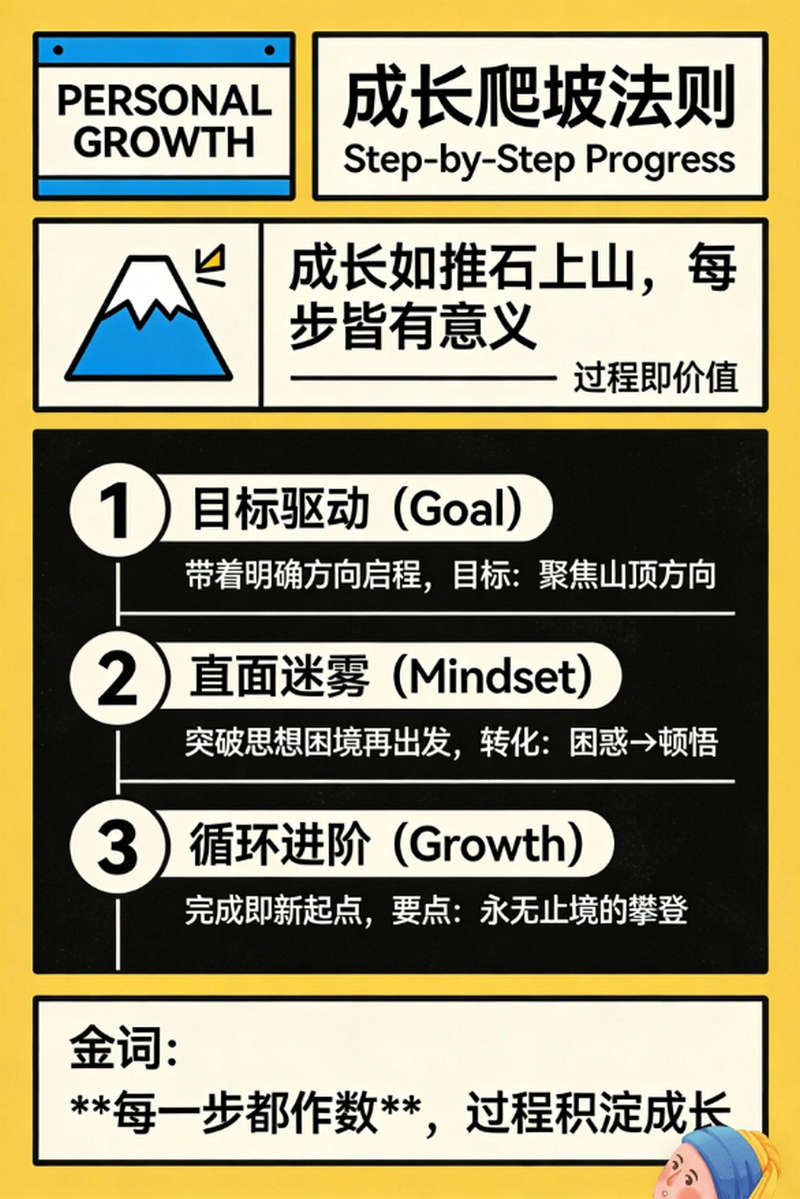 成长爬坡法则：成长如推石上山，每步皆有意义