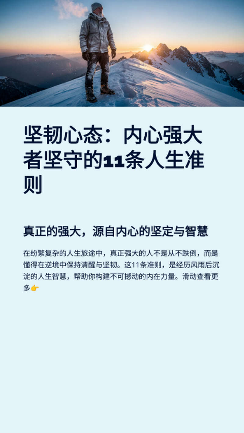坚韧心态：内心强大者坚守的 11 条人生准则