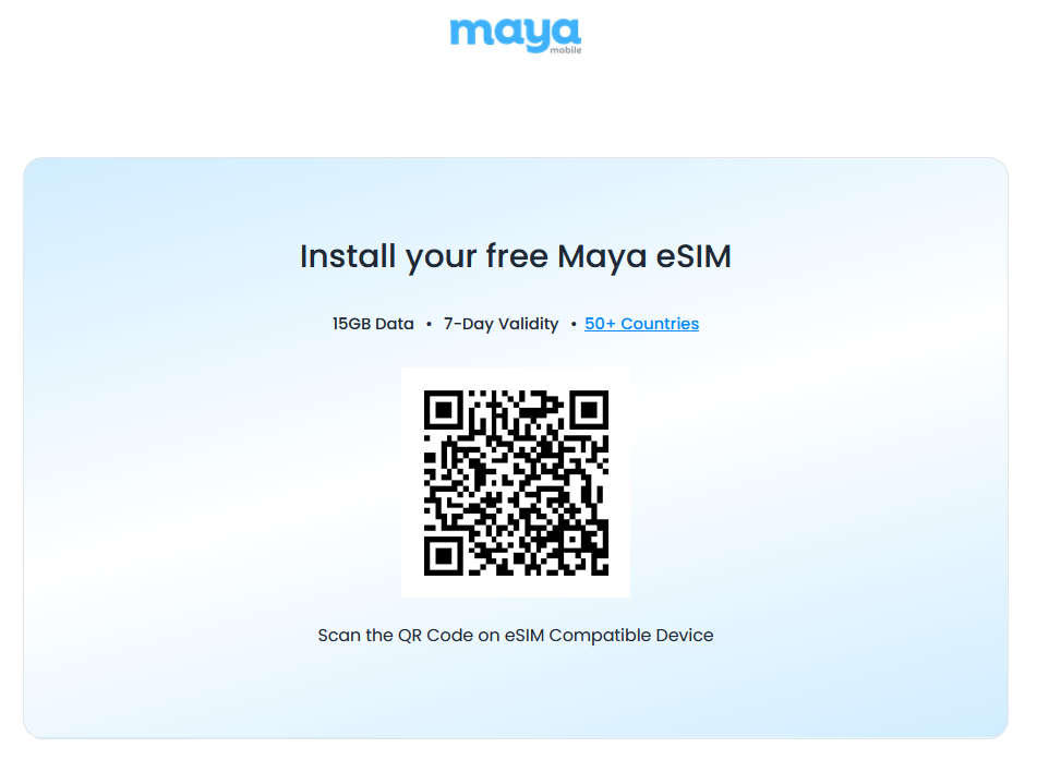 maya 免费新加坡 eSIM 7天15G