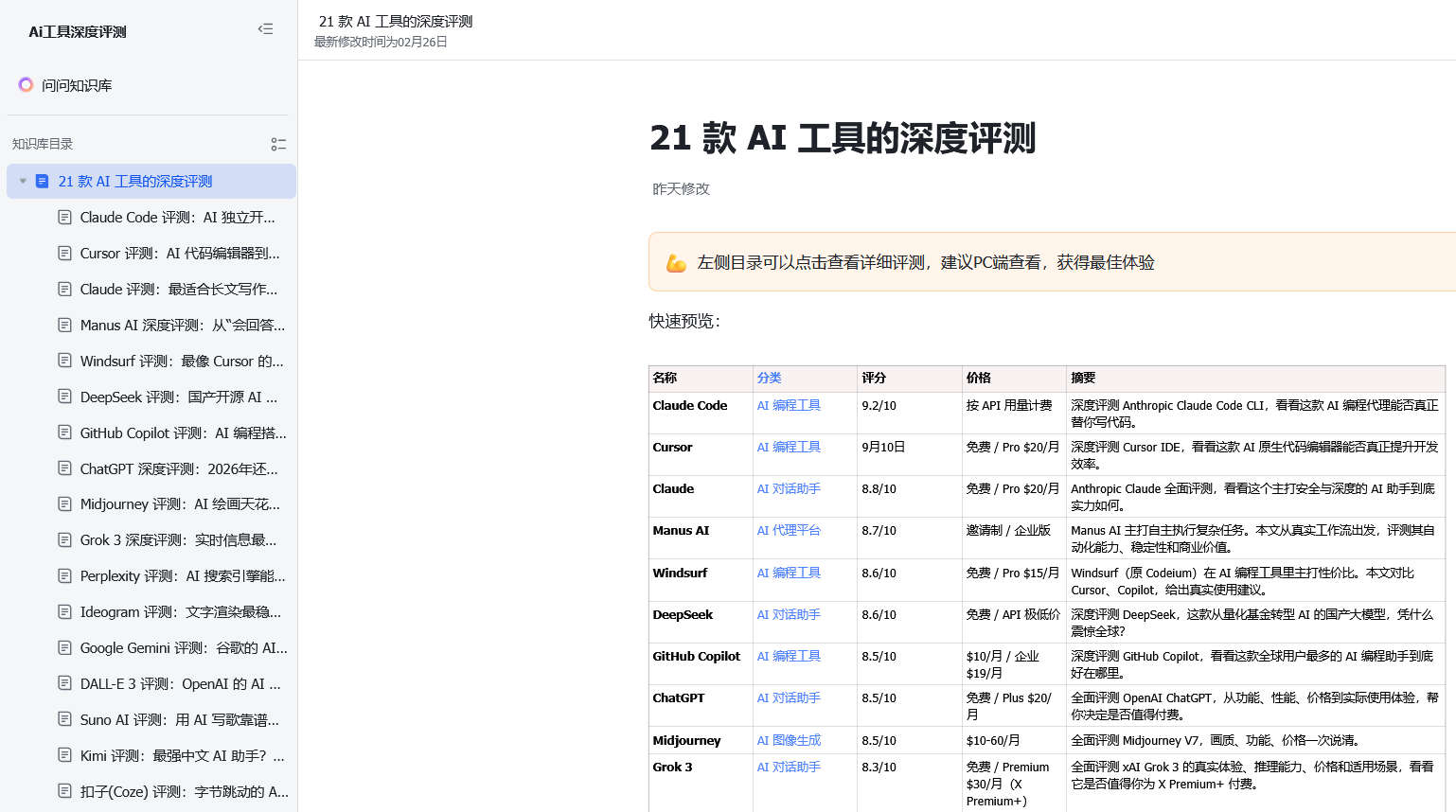 AI工具深度评测