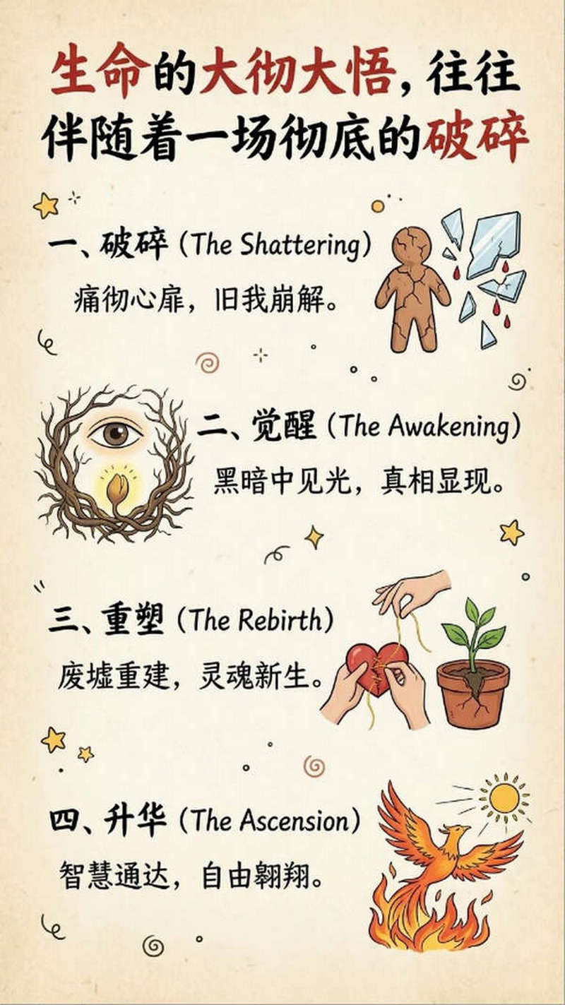 生命的大彻大悟，往往伴随着一场彻底的破碎