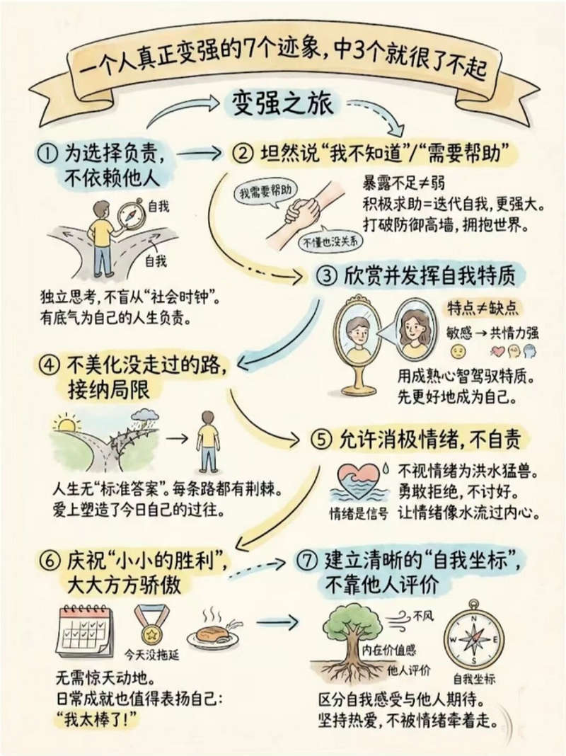 一个人真正变强的7个迹象✨中3个就很了不起