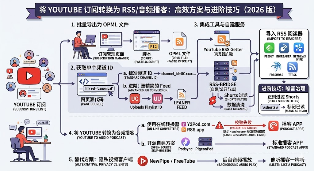 将YouTube订阅转为RSS订阅和转为音频播客订阅的方法推荐