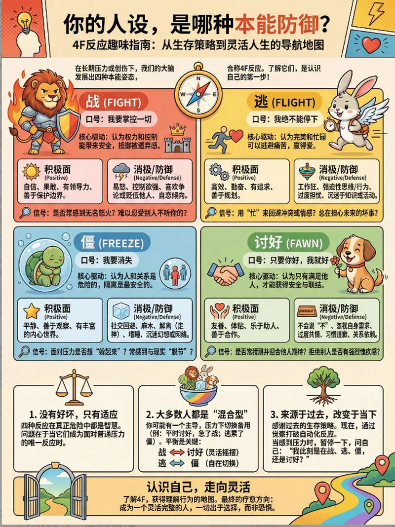 4F反应趣味指南：从生存策略到灵活人生的导航地图