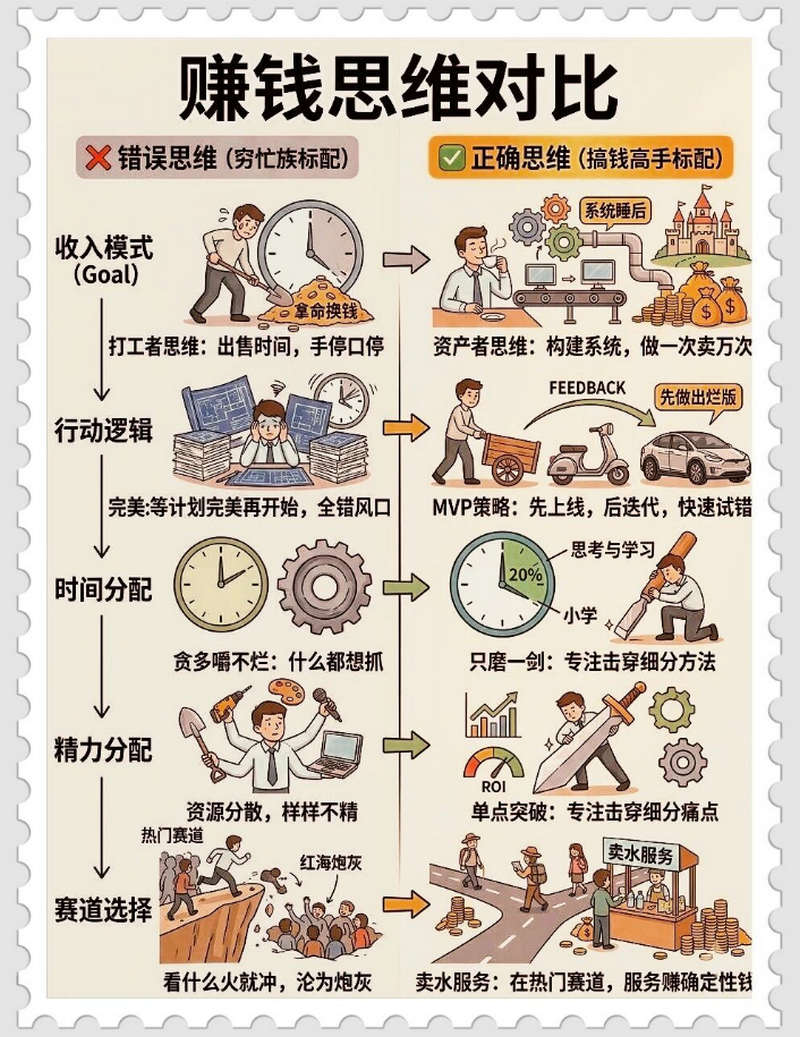 穷忙思维🆚赚钱思维对比