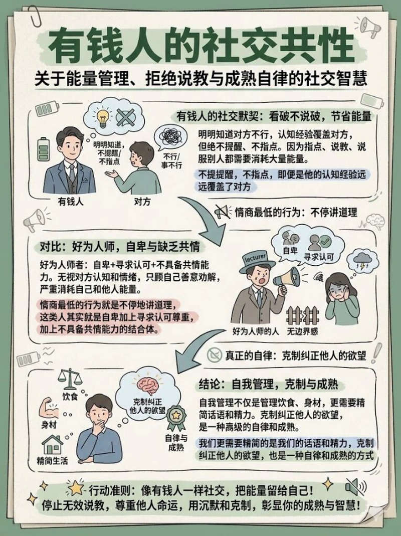 有钱人的社交共性：关于能量管理、拒绝说教与成熟自律的社交智慧