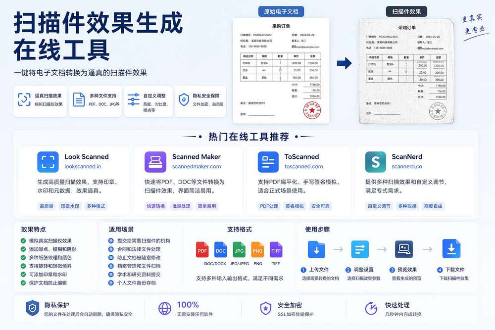 扫描件效果生成在线工具大汇总：无需打印机，一键让 PDF、Word 变“真·扫描件”