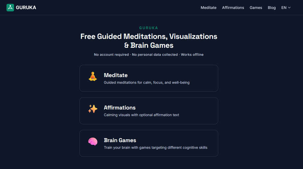 Guruka，完全免费的冥想应用，可离线使用