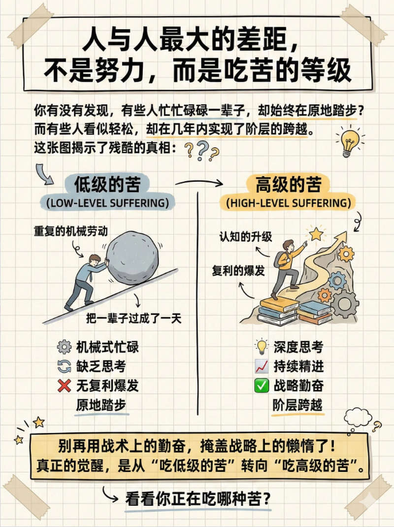 人与人最大的差距，不是努力，而是吃苦的等级