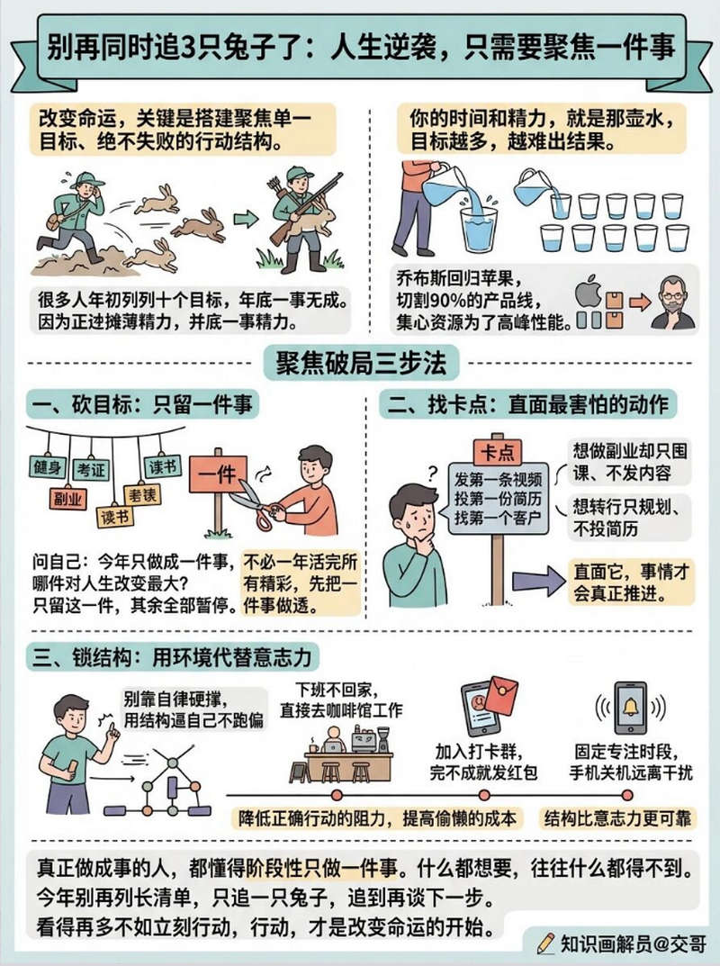 别同时追三只兔子，人生逆袭，只需要聚焦一件事