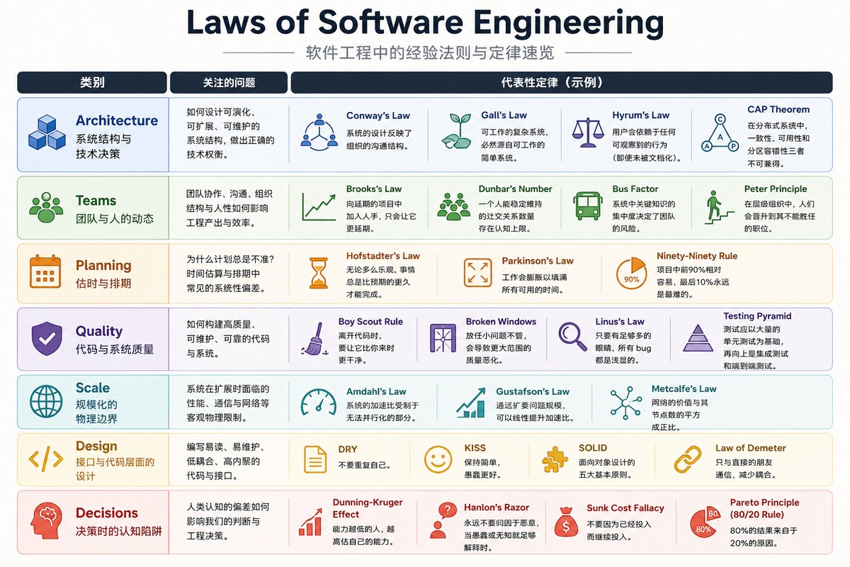 Laws of Software Engineering，软件工程的经验法则和定律