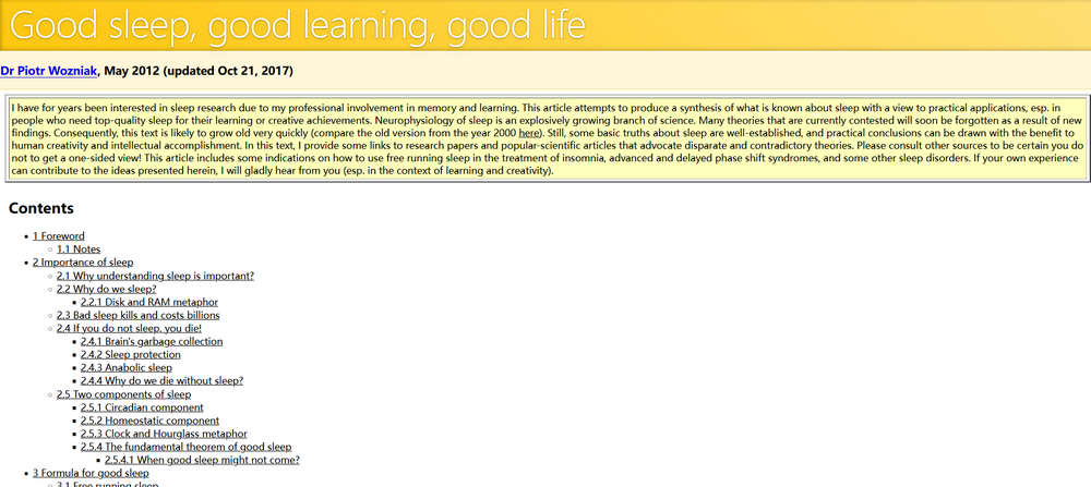Good sleep, good learning, good life，关于睡眠的经典文章