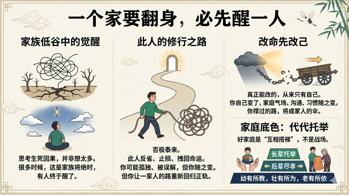 一个家要翻身，必先醒一人