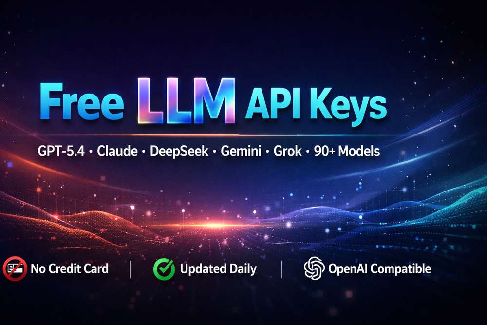 Free LLM API Keys，免费提供 GPT-5.4、Claude、DeepSeek、Gemini 和 Grok 的 LLM API 密钥，复制、粘贴即可使用