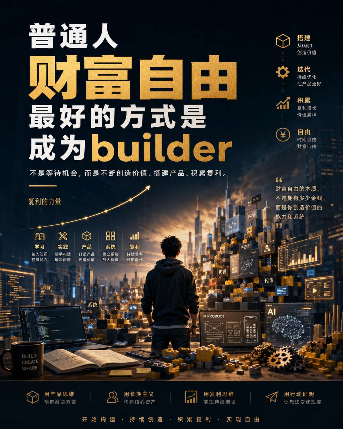 普通人财富自由最好的方式是成为builder