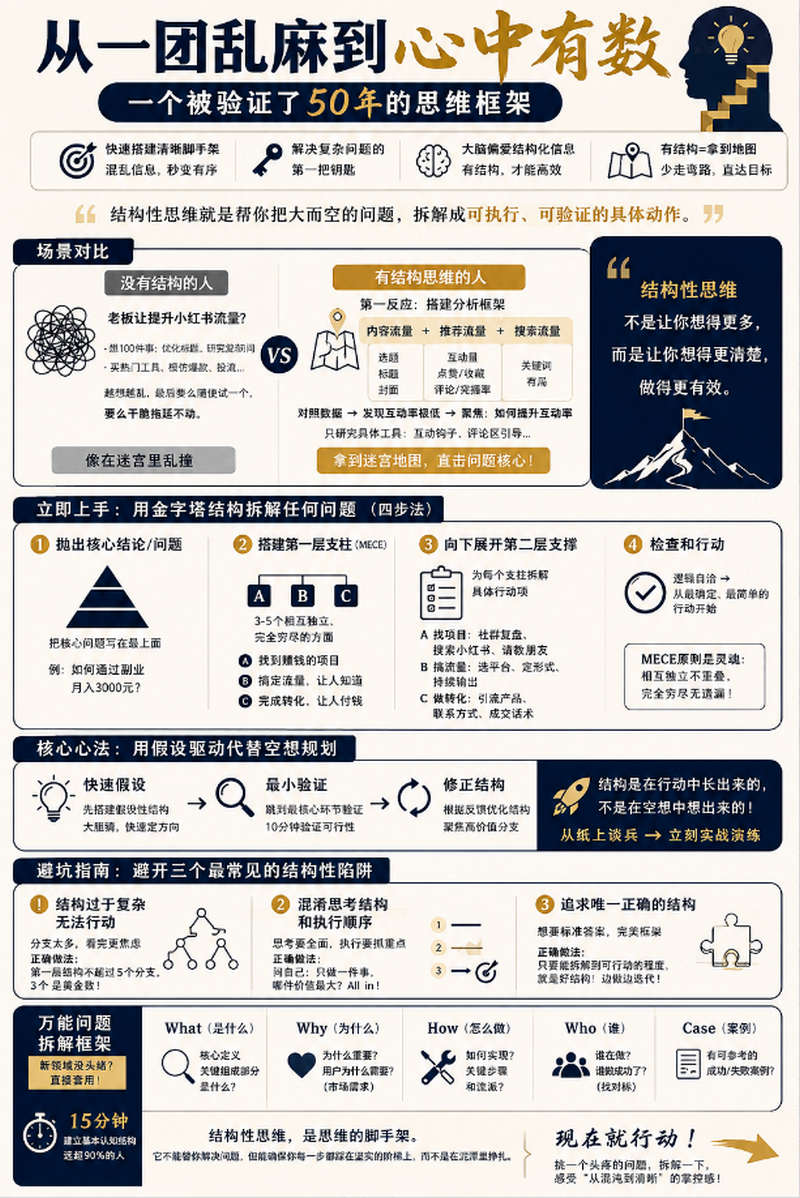 从一团乱麻到心中有数，一个被验证了50年的思维框架：结构化思维