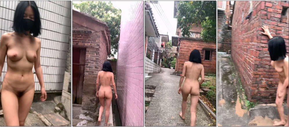 最新，广东露出女神【cikaimoon】单人勇闯红砖房古镇，看到有警车，吓得不轻赶紧躲起来，紧张刺激