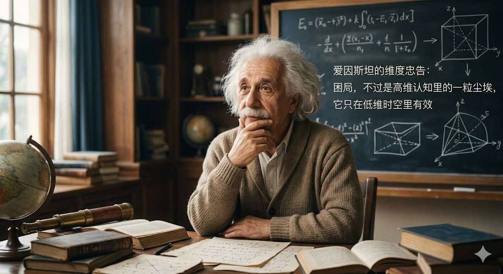 爱因斯坦的维度忠告：困局，不过是高维认知里的一粒尘埃，它只在低维时空里有效