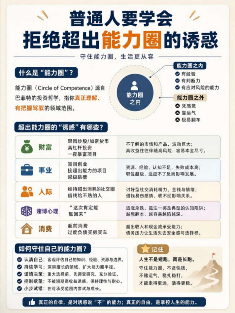 普通人要学会拒绝超出能力圈的诱惑