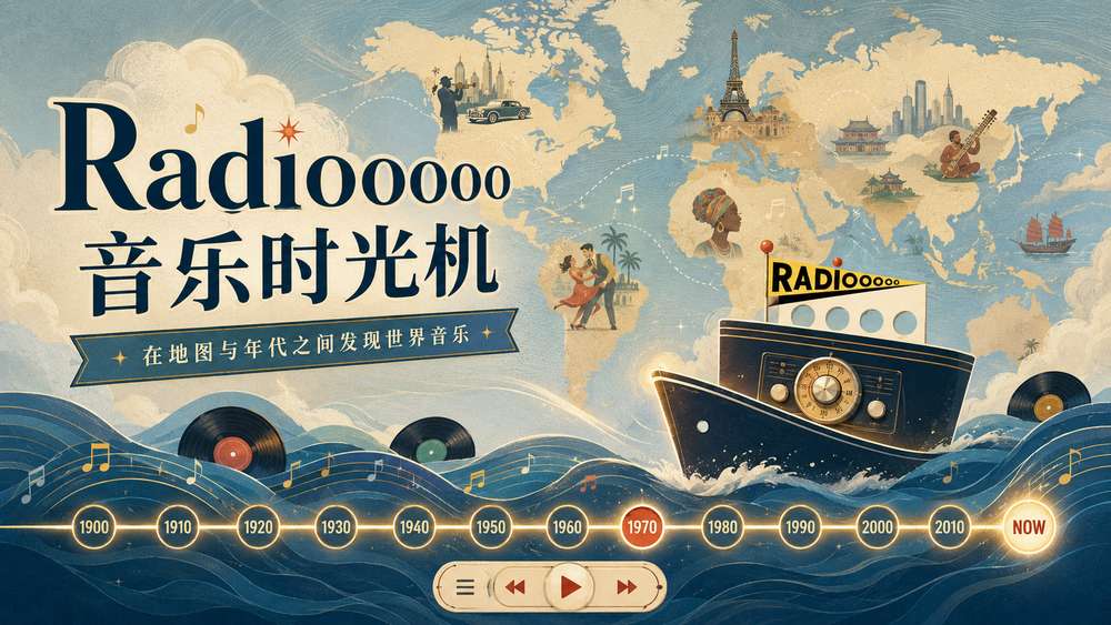 Radiooooo 音乐时光机，在世界地图上，探索不同时空的音乐脉搏