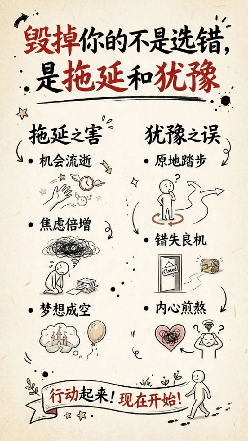 毁掉你的不是选错，是拖延和犹豫