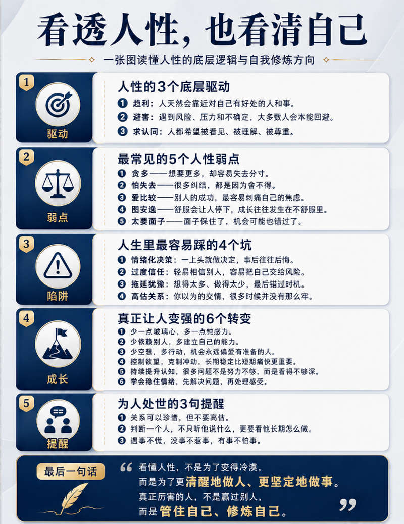 看透人性，也看清自己，一张图读懂人性的底层逻辑与自我修炼方向