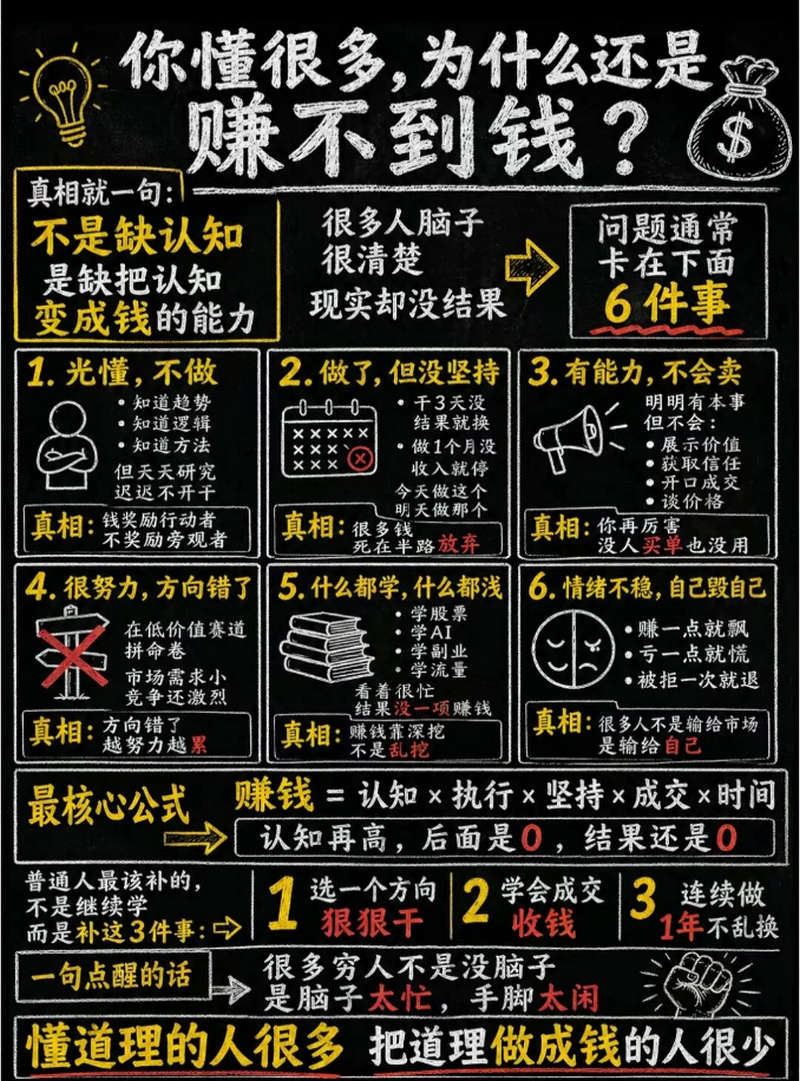 你懂很多，为什么还是赚不到钱？