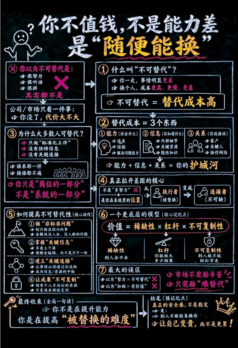 你不值钱的核心逻辑：不是能力差，而是“随便能换”