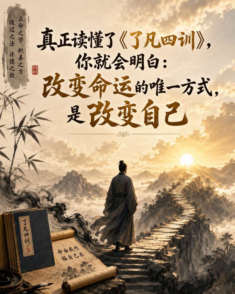 真正读懂了《了凡四训》，你就会明白：改变命运的唯一方式，是改变自己