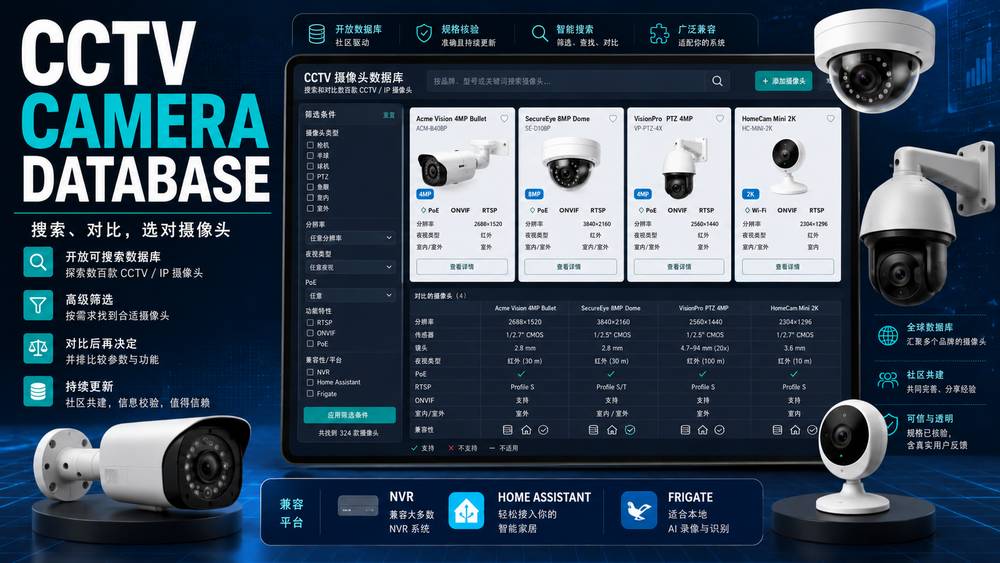 CCTV Camera Database：开源监控摄像头规格数据库与选型神器