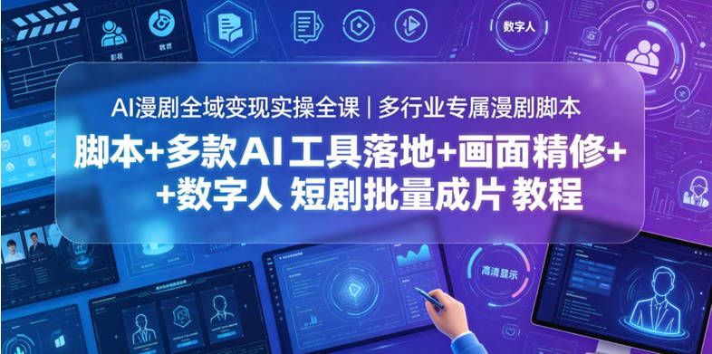 AI漫剧全域变现实操全课｜多行业专属漫剧脚本+多款AI工具落地+画面精修+数字人短剧批量成片全教程