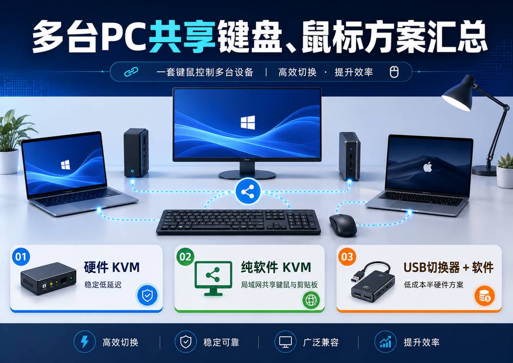 多台PC共享键盘、鼠标方案汇总