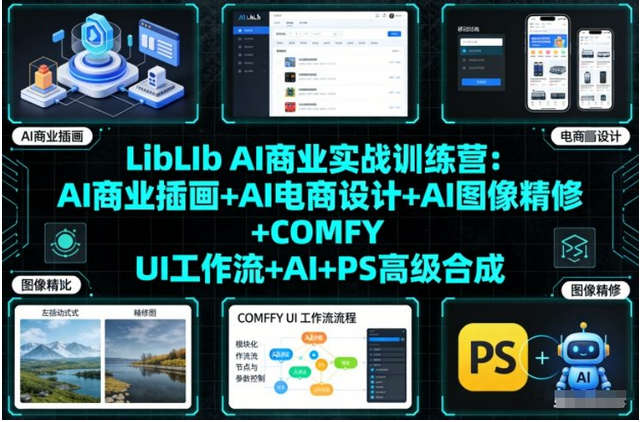 LibLIb AI商业实战训练营：AI商业插画+AI电商设计+AI图像精修+COMFY UI工作流+AI+PS高级合成