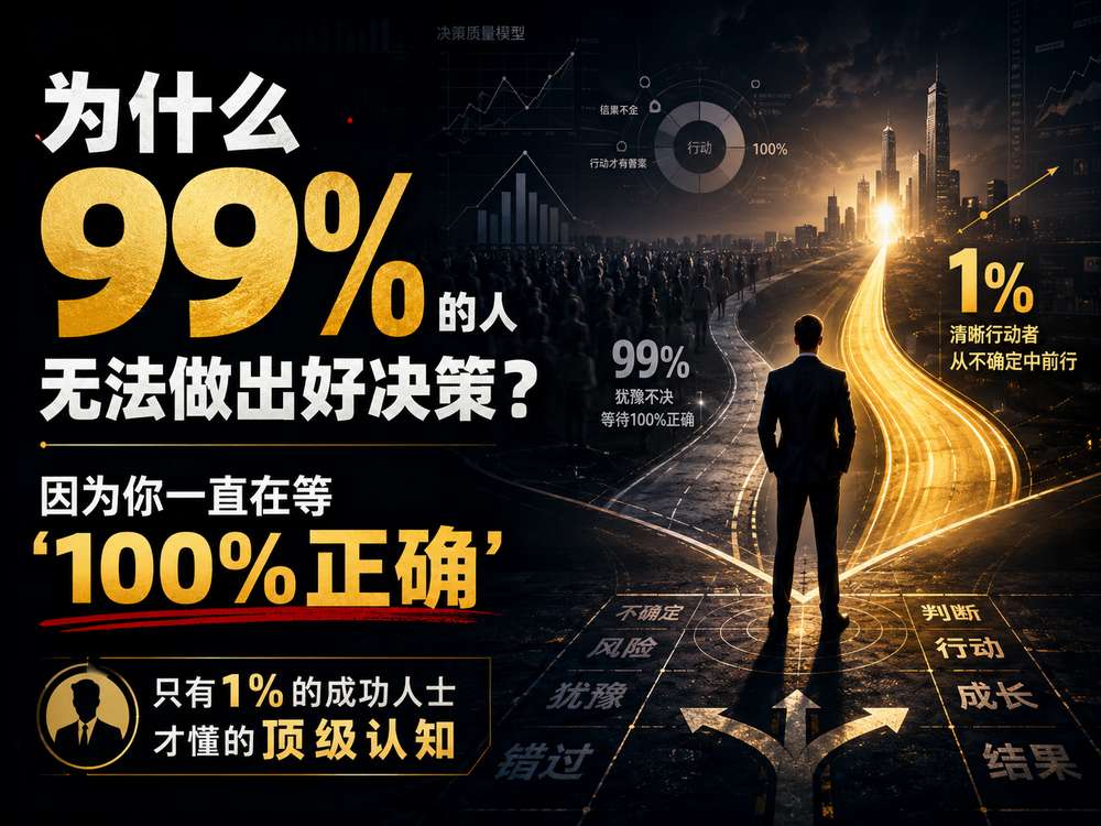 为什么99%的人无法做出好决策？因为你一直在等“100%正确”（只有1%的成功人士才懂的顶级认知）