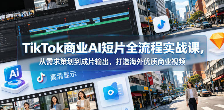 TikTok商业AI短片全流程实战课，从需求策划到成片输出，打造海外优质商业视频