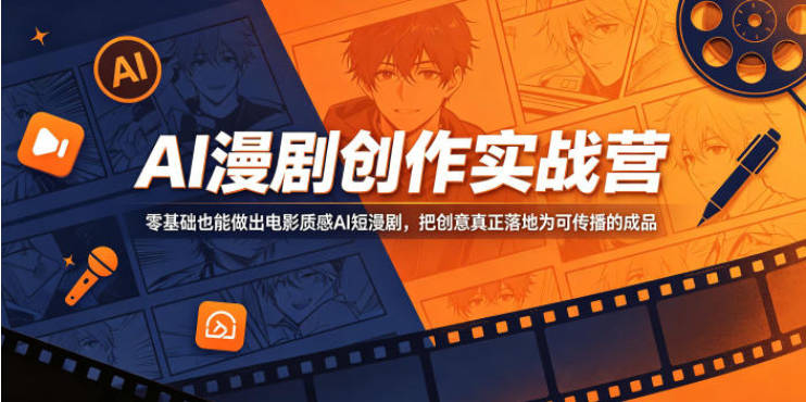 AI漫剧创作实战营，零基础也能做出电影质感AI短漫剧，把创意真正落地为可传播的成品