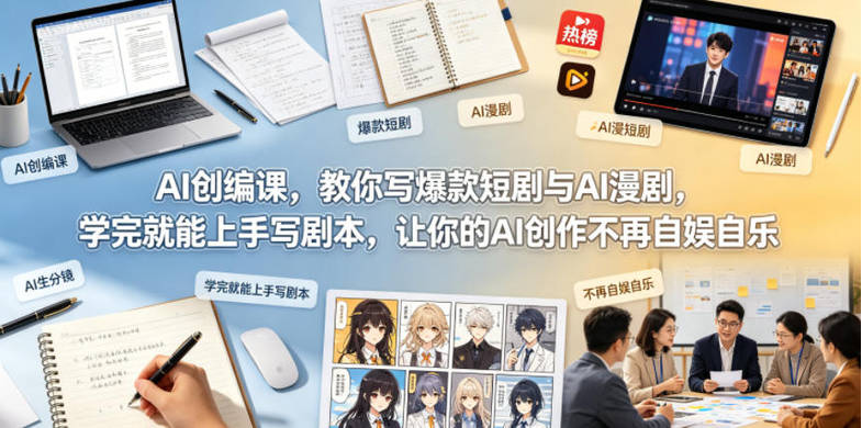 AI创编课，教你写爆款短剧与AI漫剧，学完就能上手写剧本，让你的AI创作不再自娱自乐