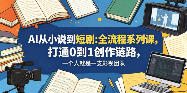 AI从小说到短剧全流程系列课，打通0到1创作链路，一个人就是一支影视团队