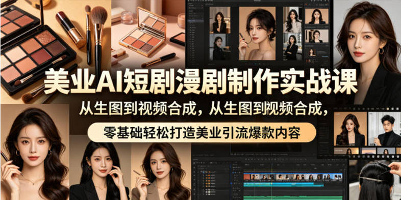 美业AI短剧漫剧制作实战课，从生图到视频合成，零基础轻松打造美业引流爆款内容