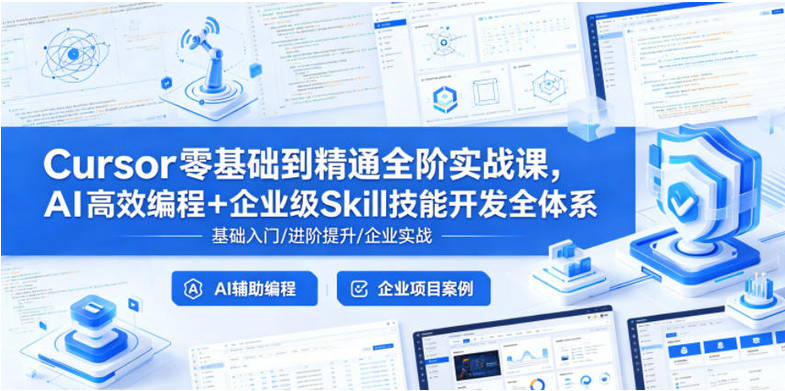 Cursor零基础到精通全阶实战课，AI高效编程+企业级Skill技能开发全体系