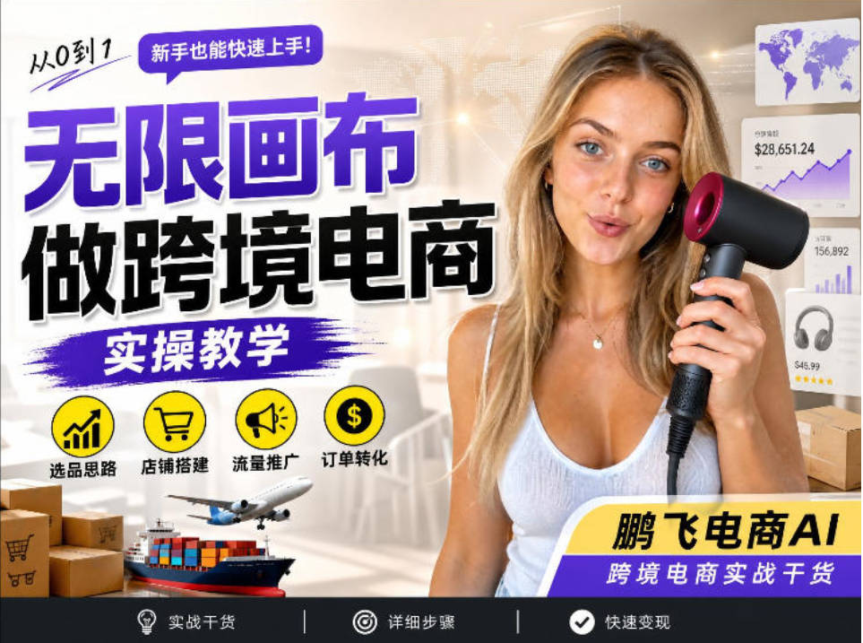【跨境电商必备】AI无线画布制作商品宣传视频，四步搞定，无线画布工作流，操作简单好上手