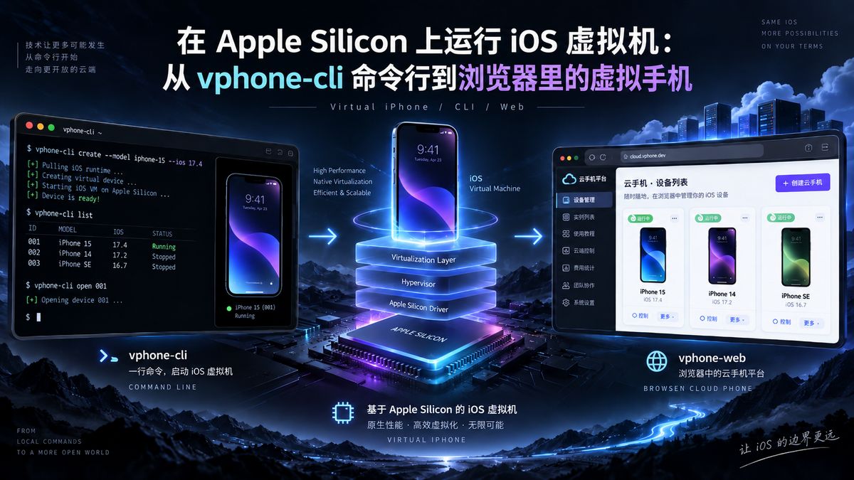 在 Apple Silicon 上运行 iOS 虚拟机：从 vphone-cli 命令行到浏览器里的虚拟手机
