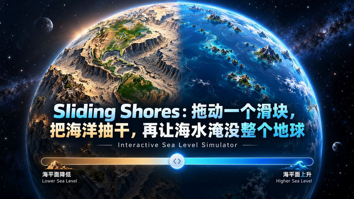 Sliding Shores：拖动一个滑块，把海洋抽干，再让海水淹没整个地球