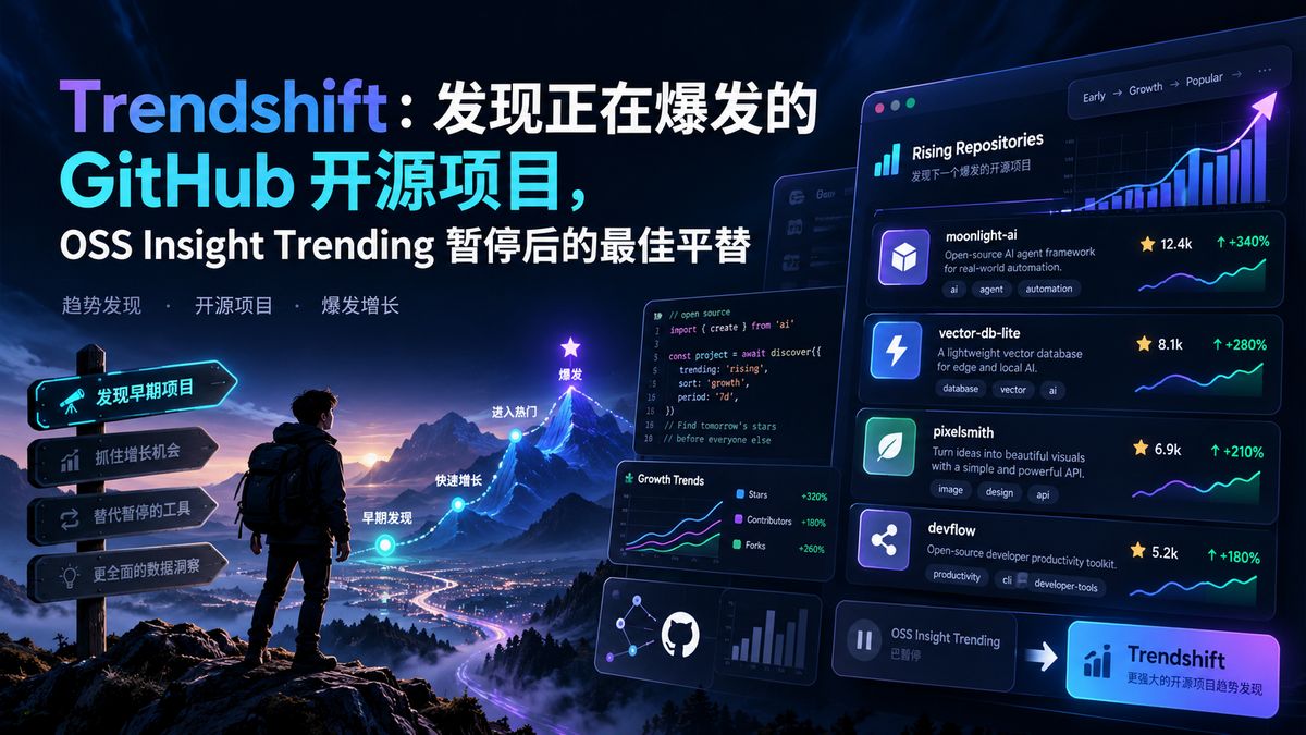 Trendshift：发现正在爆发的 GitHub 开源项目，OSS Insight Trending 暂停后的最佳平替
