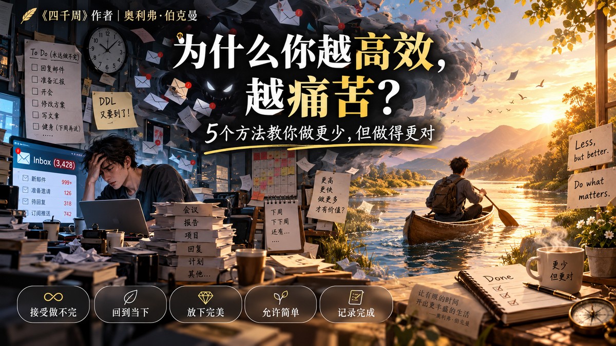 《四千周》作者：为什么你越高效越痛苦？5个方法教你做更少、但做得更对